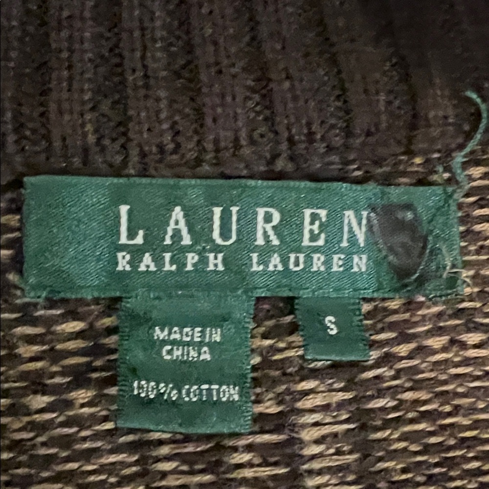 Women’s Lauren Ralph Lauren Brown Knit Zip Cardigan Sweater Small - Picture 2 of 7